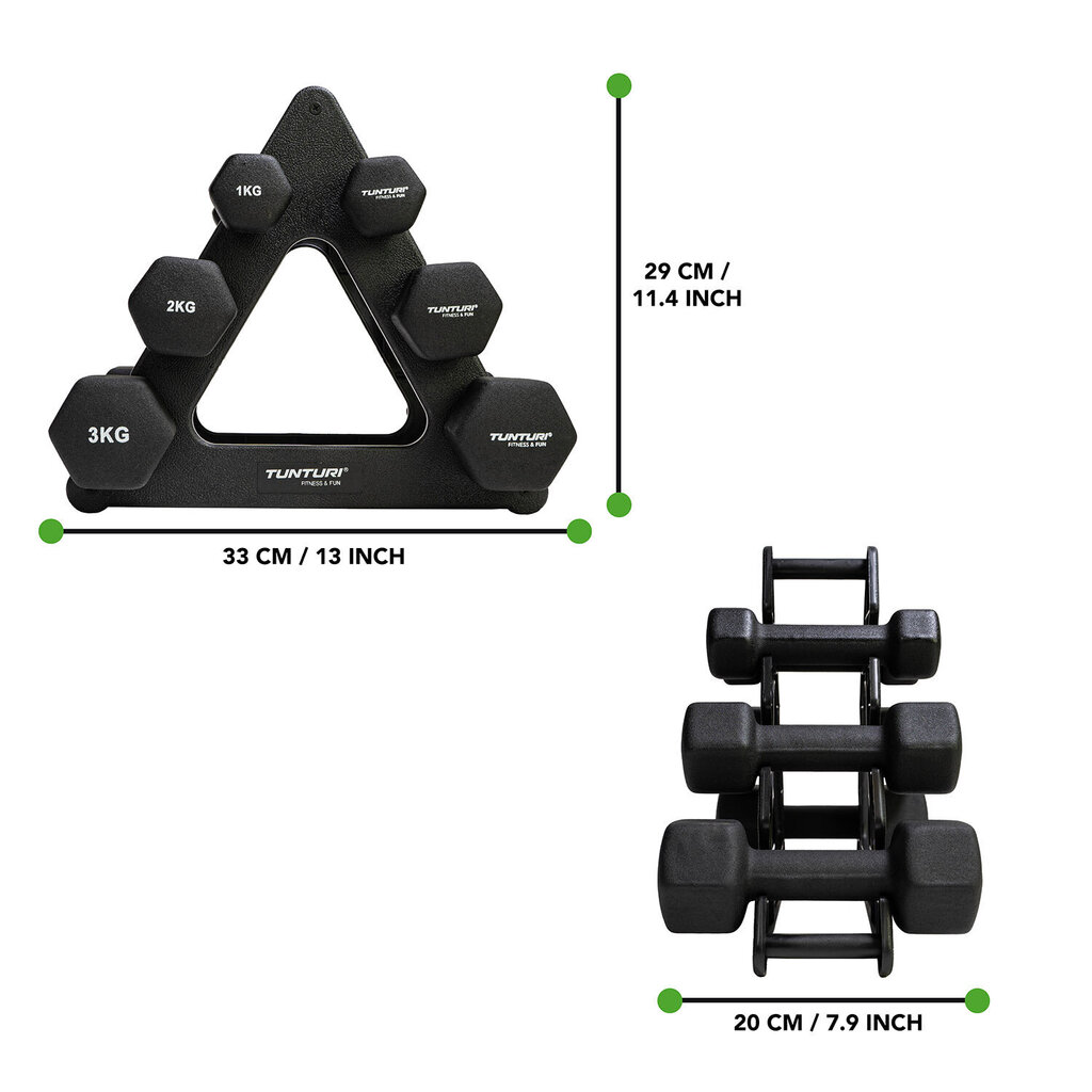 Svarmenų rinkinys Tunturi 2x1 kg,2x2 kg,2x3 kg цена и информация | Svoriai, svarmenys, grifai | pigu.lt