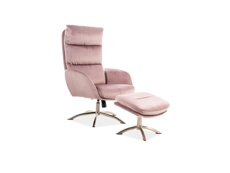 Fotelis su pufu Signal Meble Monroe, rožinis kaina ir informacija | Svetainės foteliai | pigu.lt
