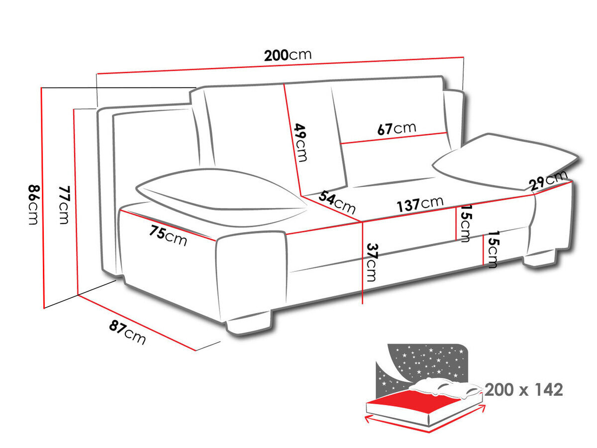 Sofa lova MT482, pilka/geltona kaina ir informacija | Sofos | pigu.lt