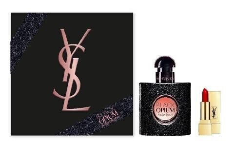 Rinkinys Yves Saint Laurent Black Opium: EDP moterims 30 ml + lūpų dažai 1,4 ml цена и информация | Kvepalai moterims | pigu.lt