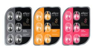 ELLIPS Silky Black Pro Keratin витамины для темных волос с кератином, капсулы 1 мл x N6 цена и информация | Средства для укрепления волос | pigu.lt