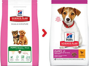 Hill's Science Plan Puppy Small&Mini корм для щенков с курицей 3 кг цена и информация | Сухой корм для собак | pigu.lt