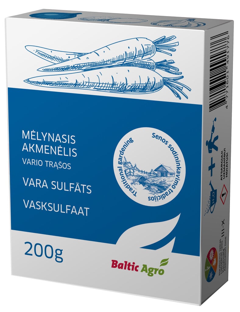 Mėlynasis akmenėlis (Vario sulfatas) 200 g kaina ir informacija | Birios trąšos | pigu.lt