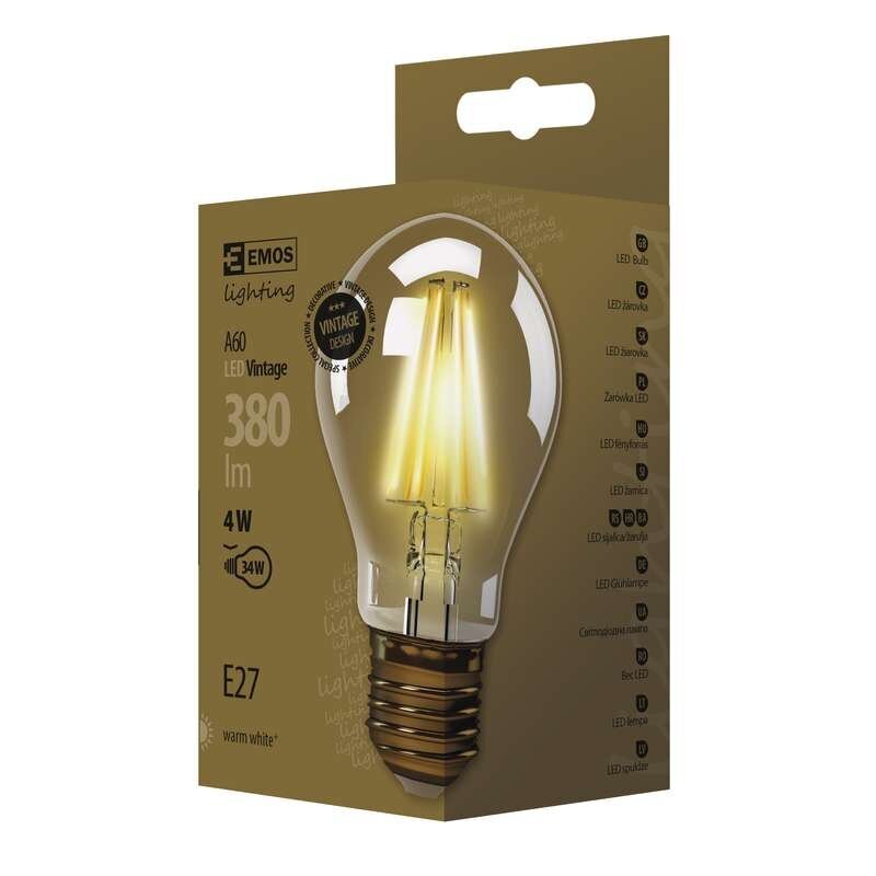 LED lemputė EMOS Vintage A60 4W E27 WW+ kaina ir informacija | Elektros lemputės | pigu.lt