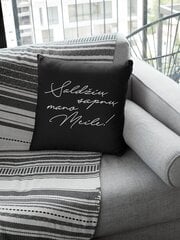 Dekoratyvinė pagalvė „Saldžių sapnų mano meile“, juoda kaina ir informacija | Originalios pagalvės, užvalkalai | pigu.lt