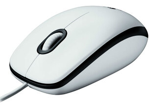 Optinė laidinė pelė Logitech M100, balta kaina ir informacija | Pelės | pigu.lt