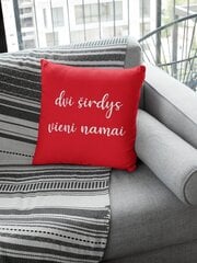Dekoratyvinė pagalvė „Dvi širdys, vieni namai“, raudona kaina ir informacija | Originalios pagalvės, užvalkalai | pigu.lt