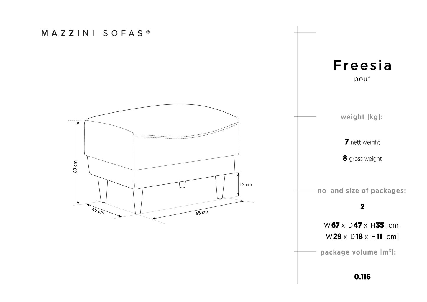 Pufas Mazzini Sofas Freesia, raudonas цена и информация | Sėdmaišiai ir pufai | pigu.lt