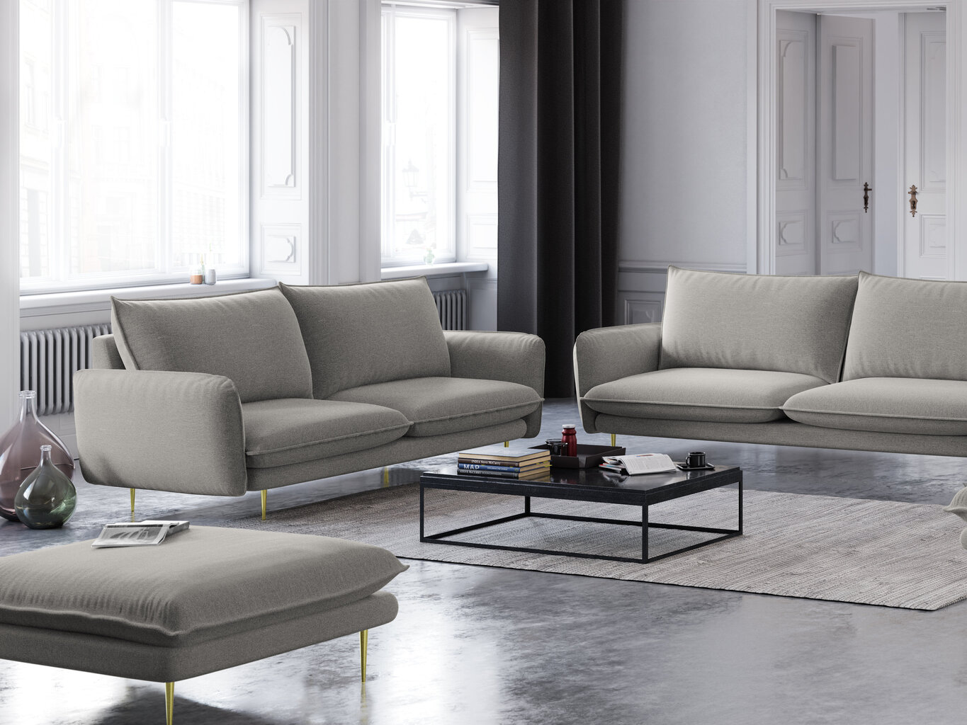 Sofa Cosmopolitan Design Vienna 2S, šviesiai pilka kaina ir informacija | Sofos | pigu.lt