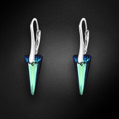 Sidabriniai auskarai moterims DiamondSky Smaile (Bermuda Blue) su Swarovski kristalais kaina ir informacija | Auskarai | pigu.lt