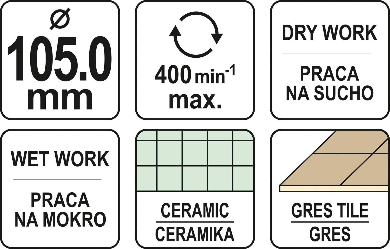 Deimantinė gręžimo karūnėlė Yato Ø 105 mm (YT-60435) kaina ir informacija | Mechaniniai įrankiai | pigu.lt