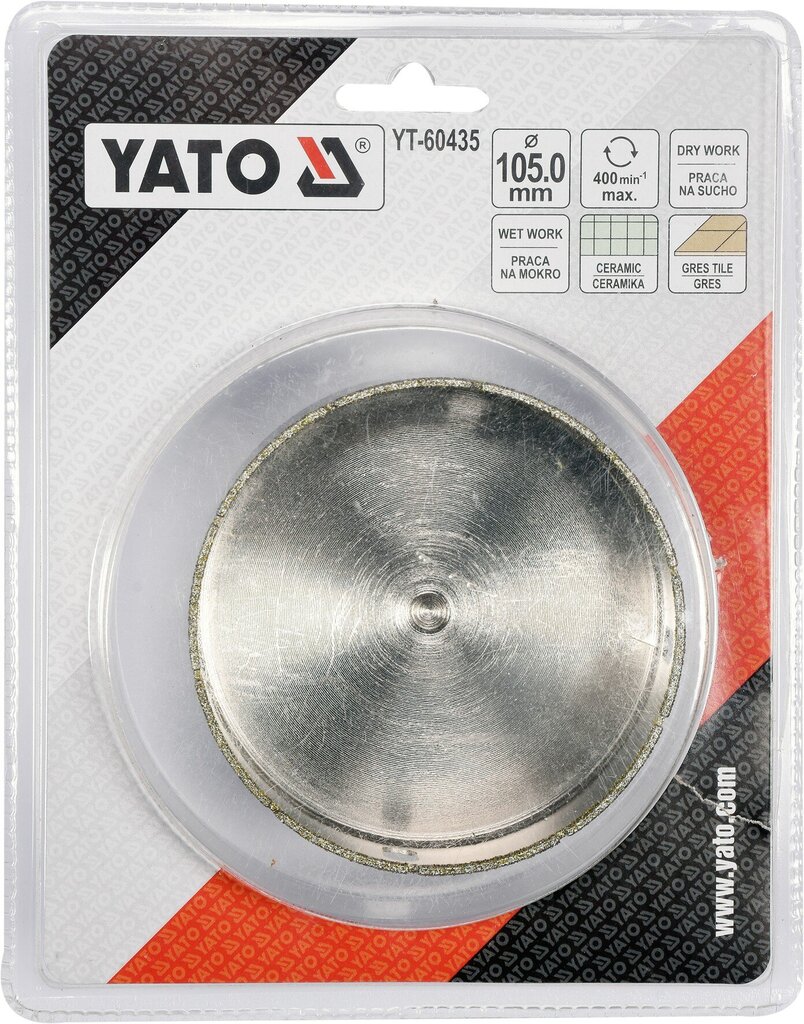 Deimantinė gręžimo karūnėlė Yato Ø 105 mm (YT-60435) kaina ir informacija | Mechaniniai įrankiai | pigu.lt