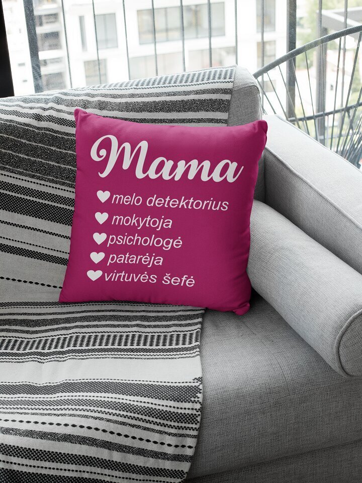 Dekoratyvinė pagalvė „Mama“, rožinė цена и информация | Originalios pagalvės, užvalkalai | pigu.lt