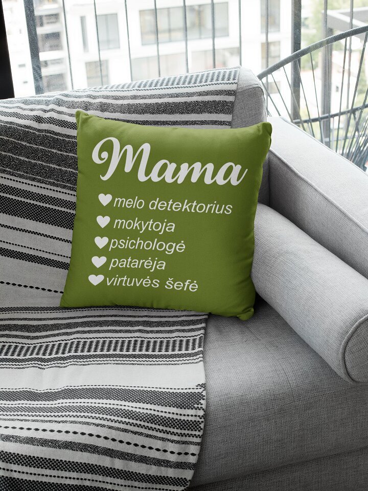 Dekoratyvinė pagalvė „Mama“, žalia цена и информация | Originalios pagalvės, užvalkalai | pigu.lt