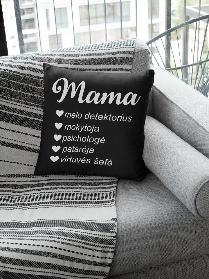 Dekoratyvinė pagalvė „Mama“, juoda цена и информация | Originalios pagalvės, užvalkalai | pigu.lt