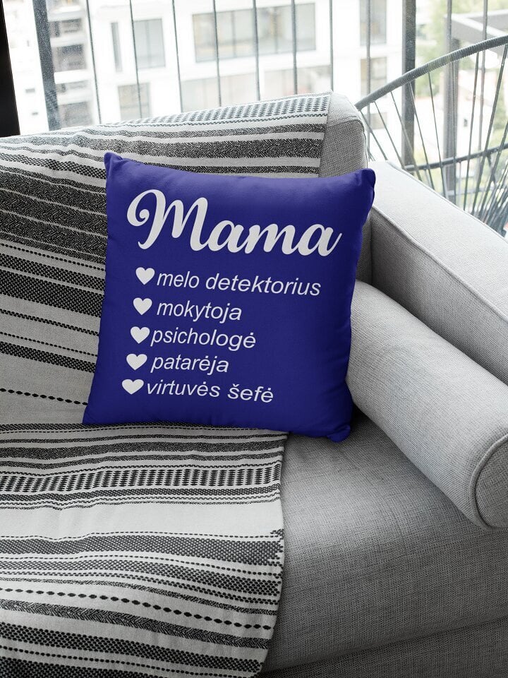 Dekoratyvinė pagalvė „Mama“, mėlyna kaina ir informacija | Originalios pagalvės, užvalkalai | pigu.lt