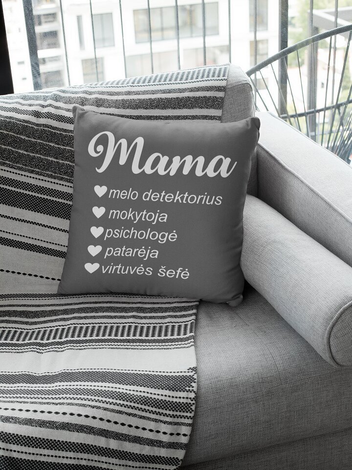 Dekoratyvinė pagalvė „Mama“, pilka kaina ir informacija | Originalios pagalvės, užvalkalai | pigu.lt