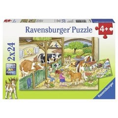 Dėlionės Ravensburger Day at the Farm, 2x24 d. kaina ir informacija | Dėlionės (puzzle) | pigu.lt