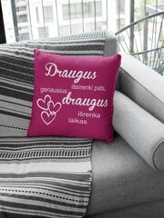 Dekoratyvinė pagalvė „Draugus išsirenki pats“, rožinė цена и информация | Оригинальные подушки, наволочки | pigu.lt