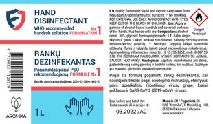 Rankų dezinfekantas pagal PSO1F 1000 ml kaina ir informacija | Pirmoji pagalba | pigu.lt