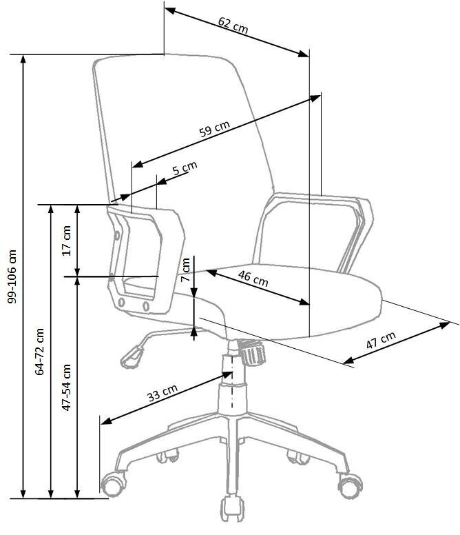 Biuro kėdė Halmar Spin, pilka/balta kaina ir informacija | Biuro kėdės | pigu.lt
