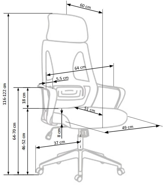 Biuro kėdė Halmar Valdez, pilka/juoda цена и информация | Biuro kėdės | pigu.lt