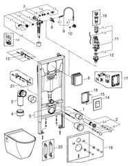 Туалетный набор Grohe Serel 5in1: Рама для унитаза + унитаз + кнопка + крышка с медленным опусканием + емкость с fresh ароматом + звукоизоляционная прокладка цена и информация | Унитазы | pigu.lt