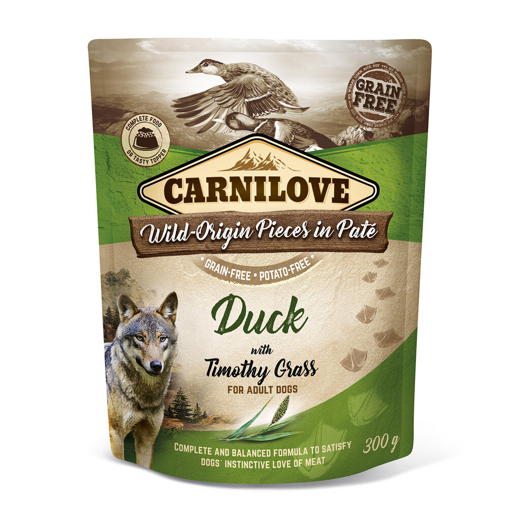 Carnilove konservai šunims Pate Duck with Timothy Grass 300g kaina ir informacija | Konservai šunims | pigu.lt