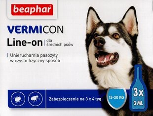 Капли из эктопаразитов для собак Beaphar Vermicon Dog M, 15-30 кг, 3 x 3 мл цена и информация | Витамины, добавки, средства от паразитов для собак | pigu.lt