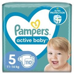 Подгузники Pampers Active Baby Mega Pack 5 размер 11-16 кг, 110 шт. цена и информация | Подгузники | pigu.lt