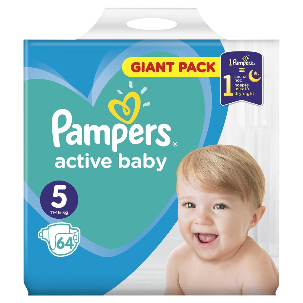 Sauskelnės Pampers Active Baby Junior 5 11-16 kg, 64vnt цена и информация | Sauskelnės | pigu.lt