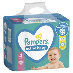 Подгузники PAMPERS Active Baby, Giant Pack, 4 размер, 9-14 кг, 76 шт. цена и информация | Подгузники | pigu.lt