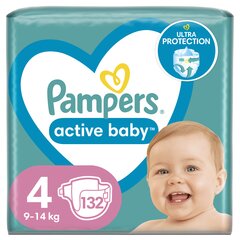 Подгузники Pampers Active Baby Mega Pack, размер 4, 9-14 кг, 132 шт. цена и информация | Подгузники | pigu.lt