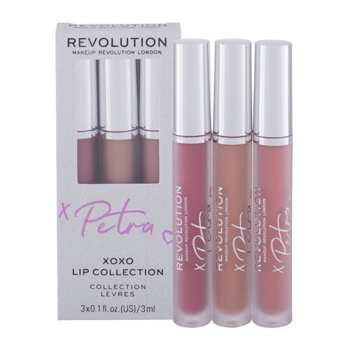 Skystų lūpų dažų rinkinys Makeup Revolution X Petra XOXO Lip Collection Mauve Madness, 3x3 ml kaina ir informacija | Lūpų dažai, blizgiai, balzamai, vazelinai | pigu.lt