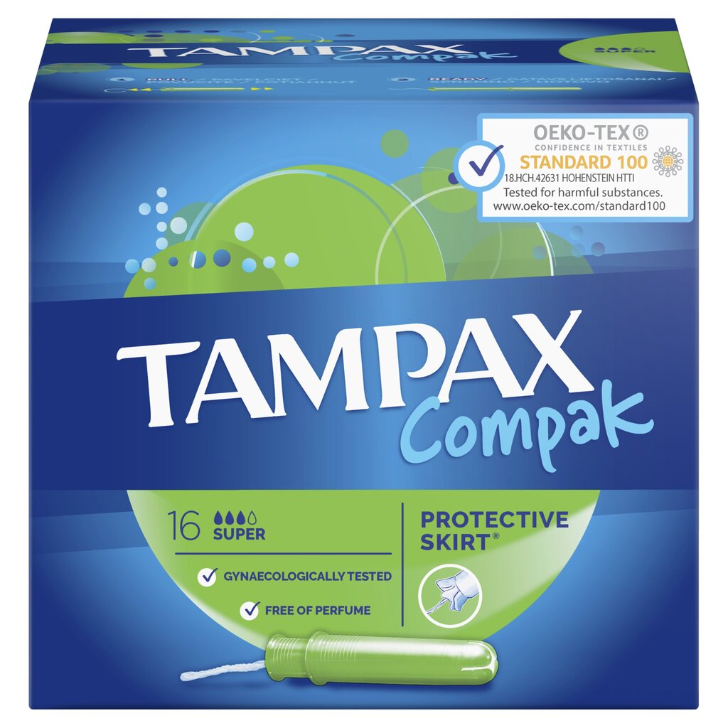 Tamponai TAMPAX Compak Super, 16 vnt. kaina ir informacija | Tamponai, higieniniai paketai, įklotai | pigu.lt