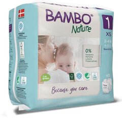 Экологичные подгузники BAMBO NATURE 1 (2-4 кг), 22 шт. цена и информация | Подгузники | pigu.lt