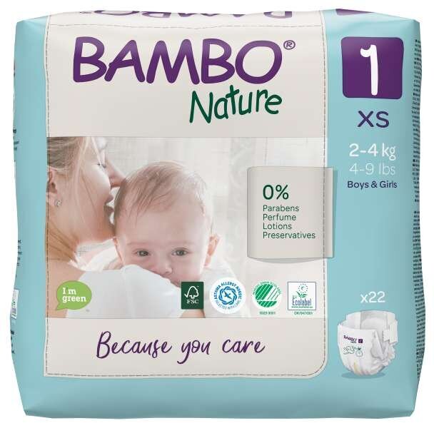 Ekologiškos sauskelnės BAMBO NATURE 1 (2-4 kg), 22 vnt. kaina ir informacija | Sauskelnės | pigu.lt