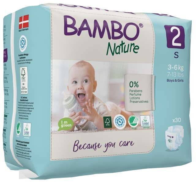 Ekologiškos sauskelnės Bambo Nature, 2 dydis, 3-6 kg, 30 vnt./pak. kaina ir informacija | Sauskelnės | pigu.lt