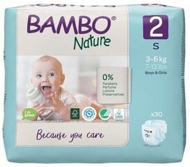Экологичные подгузники BAMBO NATURE 2 (3-6 кг), 30 шт. цена и информация | Подгузники | pigu.lt