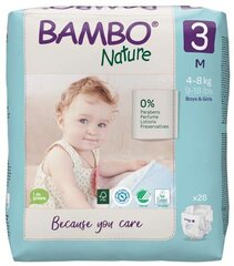 Ekologiškos sauskelnės BAMBO NATURE 3 (4-8 kg), 28 vnt. kaina ir informacija | Sauskelnės | pigu.lt
