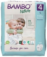 Ekologiškos sauskelnės BAMBO NATURE 4 (7-14 kg), 24 vnt. kaina ir informacija | Sauskelnės | pigu.lt