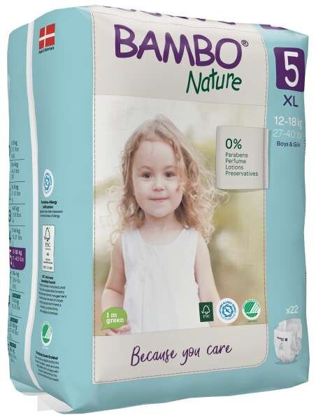 Ekologiškos sauskelnės BAMBO NATURE 5 (12-18 kg), 22 vnt. kaina ir informacija | Sauskelnės | pigu.lt