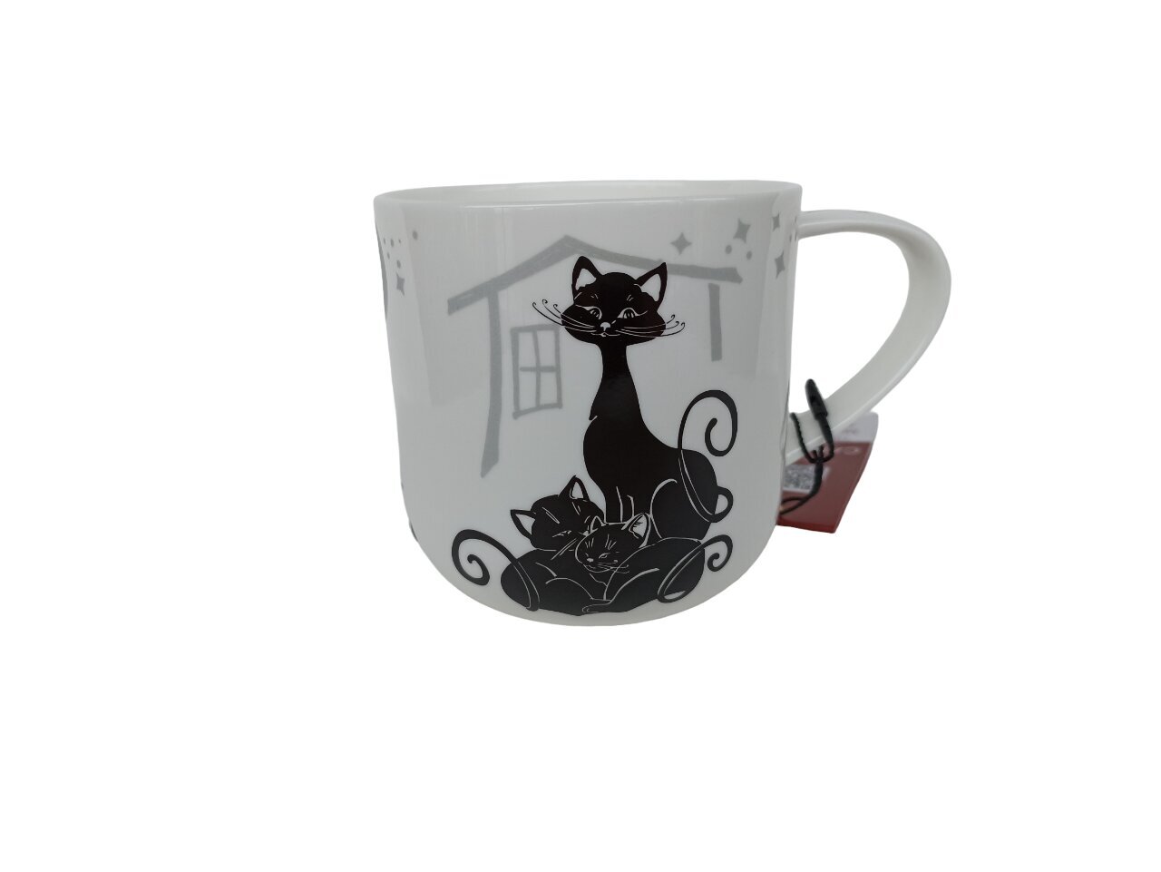 Carmani, Crazy Cats puodelis su katinu, baltas, juodas, 0,5 l цена и информация | Originalūs puodeliai | pigu.lt