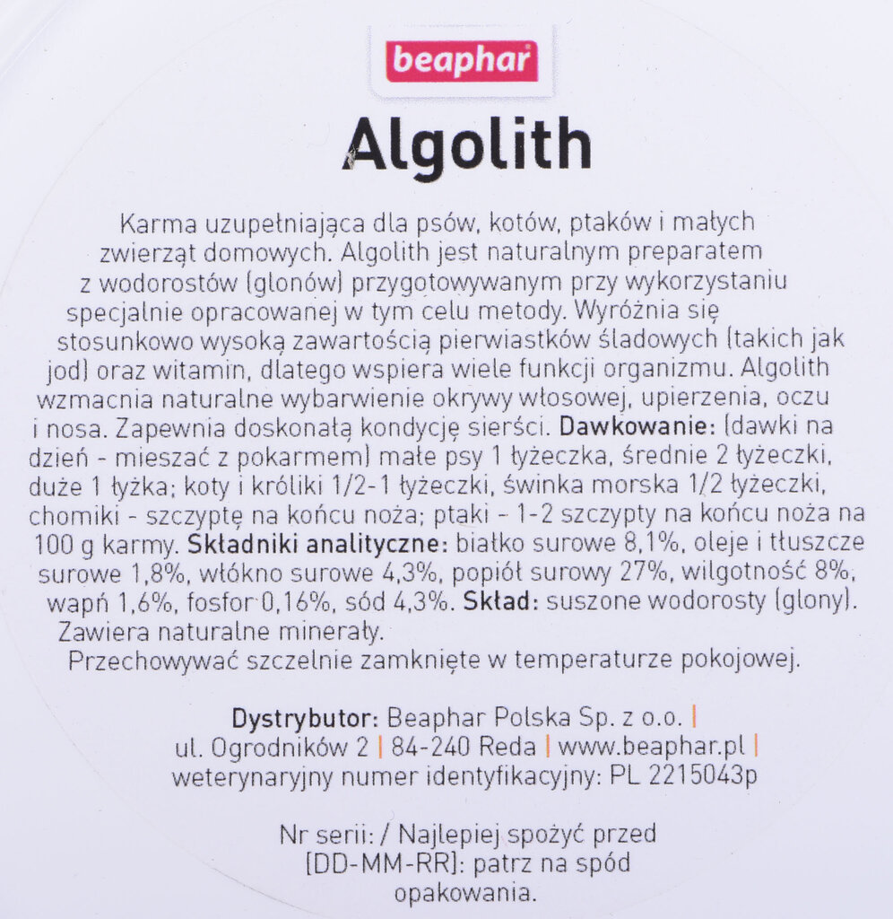 Jūros dumblių milteliai gyvūnams Beaphar, 500 g kaina ir informacija | Vitaminai, papildai, antiparazitinės priemonės šunims | pigu.lt