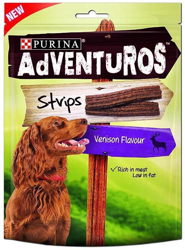 Purina Adventuros Strips suaugusiems šunims su elniena, 4x90 g kaina ir informacija | Skanėstai šunims | pigu.lt