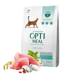 Полноценный сухой корм для стерилизованных кошек с индейкой и овсом Optimeal Super Premium, 4 кг цена и информация | Сухой корм для кошек | pigu.lt