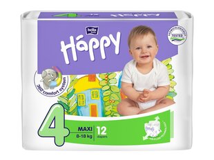 Подгузники Happy Maxi, размер 4, 8-18 кг, 12 шт. цена и информация | Подгузники | pigu.lt