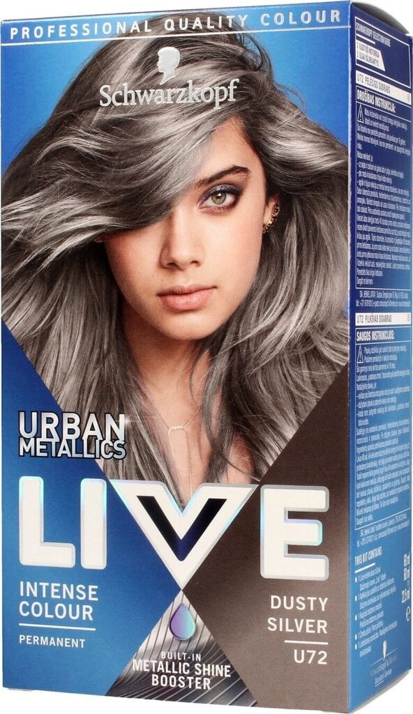 Plaukų dažai Schwarzkopf Live Urban Metallics, U72 Dusty Silver kaina ir informacija | Plaukų dažai | pigu.lt