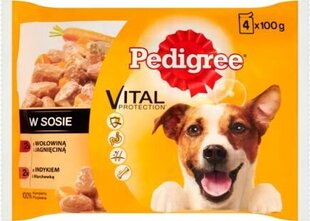 Pedigree konservai šunims jautiena ir ėriena, su kalakutiena ir morkomis Vital Protection, 4x100 g kaina ir informacija | Konservai šunims | pigu.lt