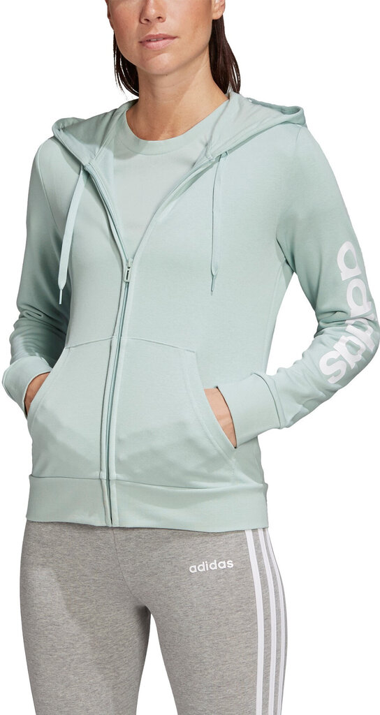 Džemperis Adidas W E Lin FZ HD, žalias kaina ir informacija | Džemperiai moterims | pigu.lt